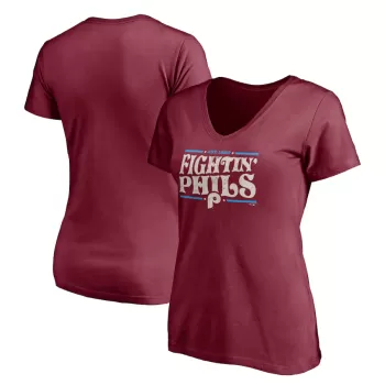 Women's Philadelphia Phillies Burgundy Fightin' Phils V-Neck T-Shirt
