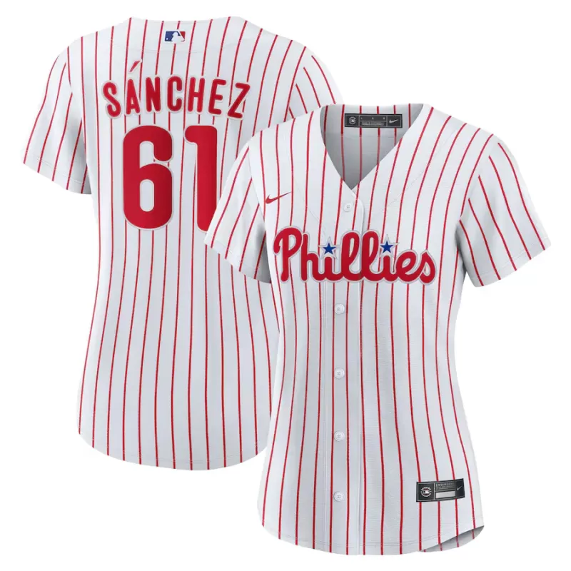 Women's Philadelphia Phillies Cristopher Sanchez Nike White Home Replica Jersey Women's Philadelphia Phillies Cristopher Sanchez Nike White Home Replica Jersey