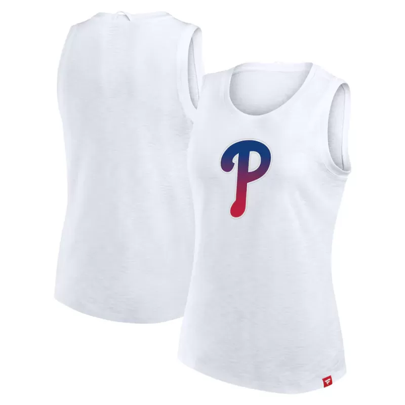 Women's Philadelphia Phillies Fanatics White Activate Slub Tank Top Women's Philadelphia Phillies Fanatics White Activate Slub Tank Top
