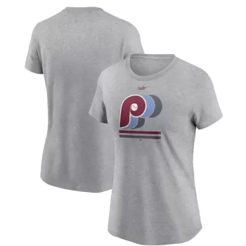 Women's Philadelphia Phillies Nike Heather Gray Logo T-Shirt