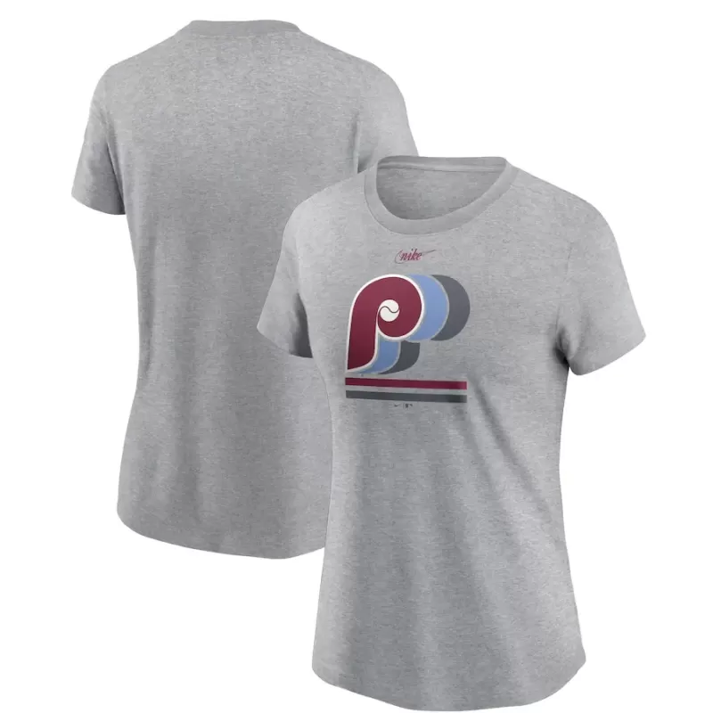 Women's Philadelphia Phillies Nike Heather Gray Logo T-Shirt Women's Philadelphia Phillies Nike Heather Gray Logo T-Shirt