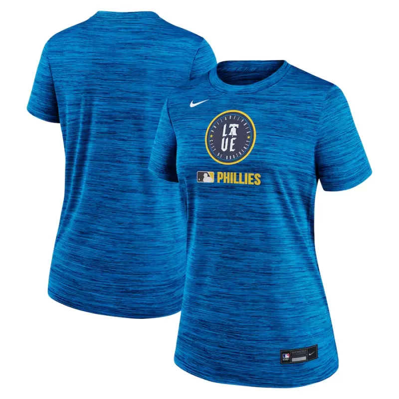 Women's Philadelphia Phillies Nike Royal Authentic Collection City Connect Velocity Performance T-Shirt Women's Philadelphia Phillies Nike Royal Authentic Collection City Connect Velocity Performance T-Shirt