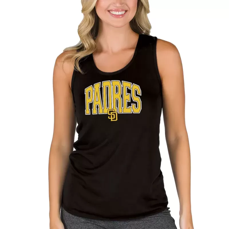 Women's San Diego Padres Concepts Sport Black Marathon Racerback Tank Top Women's San Diego Padres Concepts Sport Black Marathon Racerback Tank Top