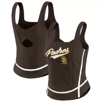Women's San Diego Padres WEAR by Erin Andrews Brown Square Neck Tank Top Women's San Diego Padres WEAR by Erin Andrews Brown Square Neck Tank Top