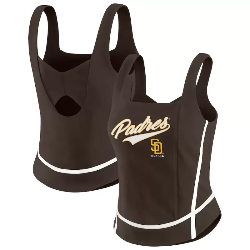 Women's San Diego Padres WEAR by Erin Andrews Brown Square Neck Tank Top Women's San Diego Padres WEAR by Erin Andrews Brown Square Neck Tank Top