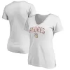 Women's San Diego Padres White Floral Arched Logo V-Neck T-Shirt