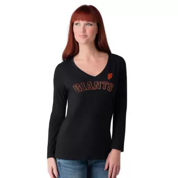 Women's San Francisco Giants G-III 4Her by Carl Banks Black Post Season Long Sleeve V-Neck T-Shirt Women's San Francisco Giants G-III 4Her by Carl Banks Black Post Season Long Sleeve V-Neck T-Shirt
