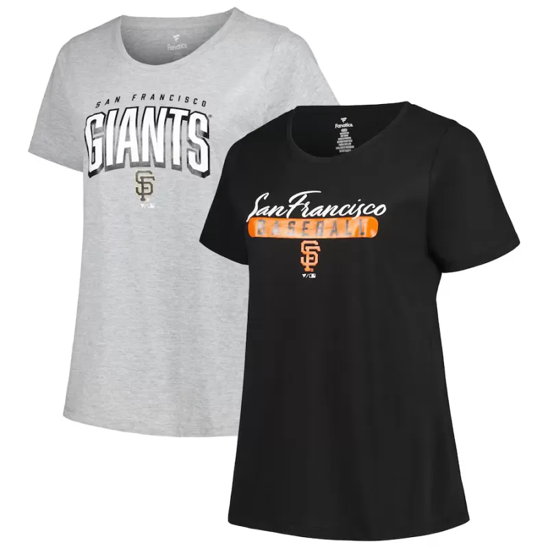 Women's San Francisco Giants Profile Black/Heather Gray Plus Size T-Shirt Combo Pack Women's San Francisco Giants Profile Black/Heather Gray Plus Size T-Shirt Combo Pack