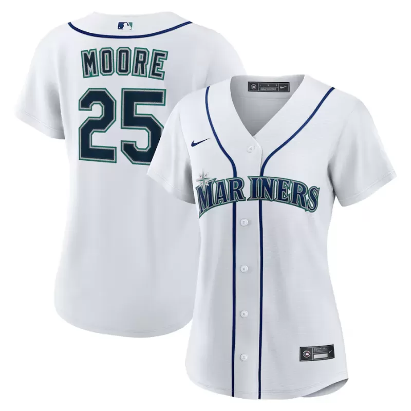 Women's Seattle Mariners Dylan Moore Nike White Home Replica Jersey Women's Seattle Mariners Dylan Moore Nike White Home Replica Jersey