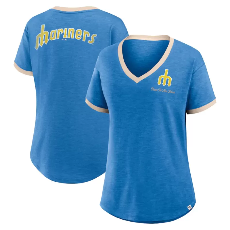 Women's Seattle Mariners Fanatics Royal Binge Worthy Stadium Slub V-Neck T-Shirt Women's Seattle Mariners Fanatics Royal Binge Worthy Stadium Slub V-Neck T-Shirt