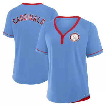 Women's St. Louis Cardinals Fanatics Light Blue Cooperstown Collection League Diva V-Neck T-Shirt Women's St. Louis Cardinals Fanatics Light Blue Cooperstown Collection League Diva V-Neck T-Shirt