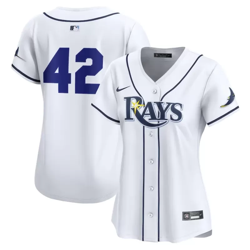 Women's Tampa Bay Rays Nike White Home 2025 Jackie Robinson Day Limited Jersey Women's Tampa Bay Rays Nike White Home 2025 Jackie Robinson Day Limited Jersey