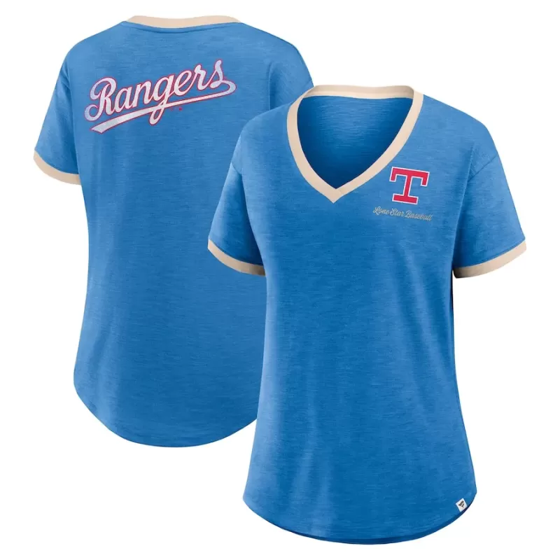 Women's Texas Rangers Fanatics Royal Binge Worthy Stadium Slub V-Neck T-Shirt Women's Texas Rangers Fanatics Royal Binge Worthy Stadium Slub V-Neck T-Shirt