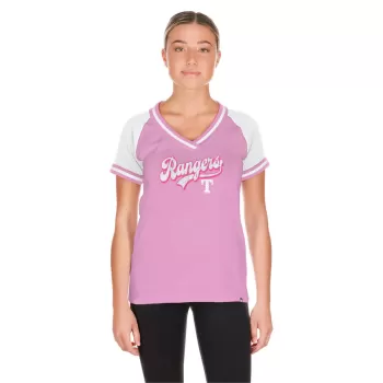 Women's Texas Rangers New Era Light Pink Gameday V-Neck T-Shirt Women's Texas Rangers New Era Light Pink Gameday V-Neck T-Shirt