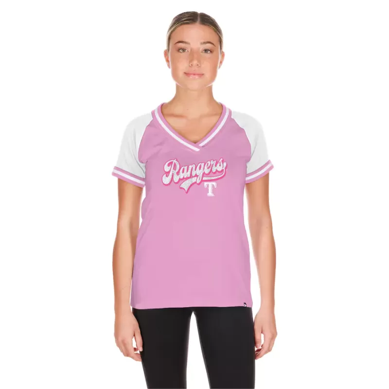 Women's Texas Rangers New Era Light Pink Gameday V-Neck T-Shirt Women's Texas Rangers New Era Light Pink Gameday V-Neck T-Shirt