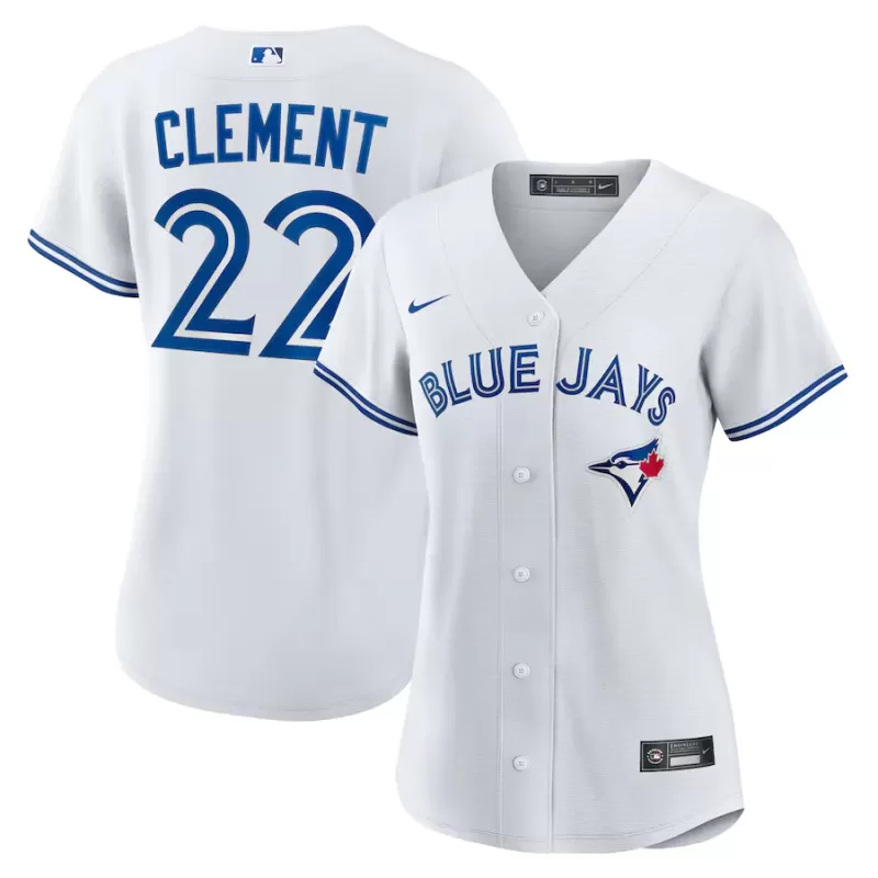 Women's Toronto Blue Jays Ernie Clement Nike White Home Replica Jersey Women's Toronto Blue Jays Ernie Clement Nike White Home Replica Jersey