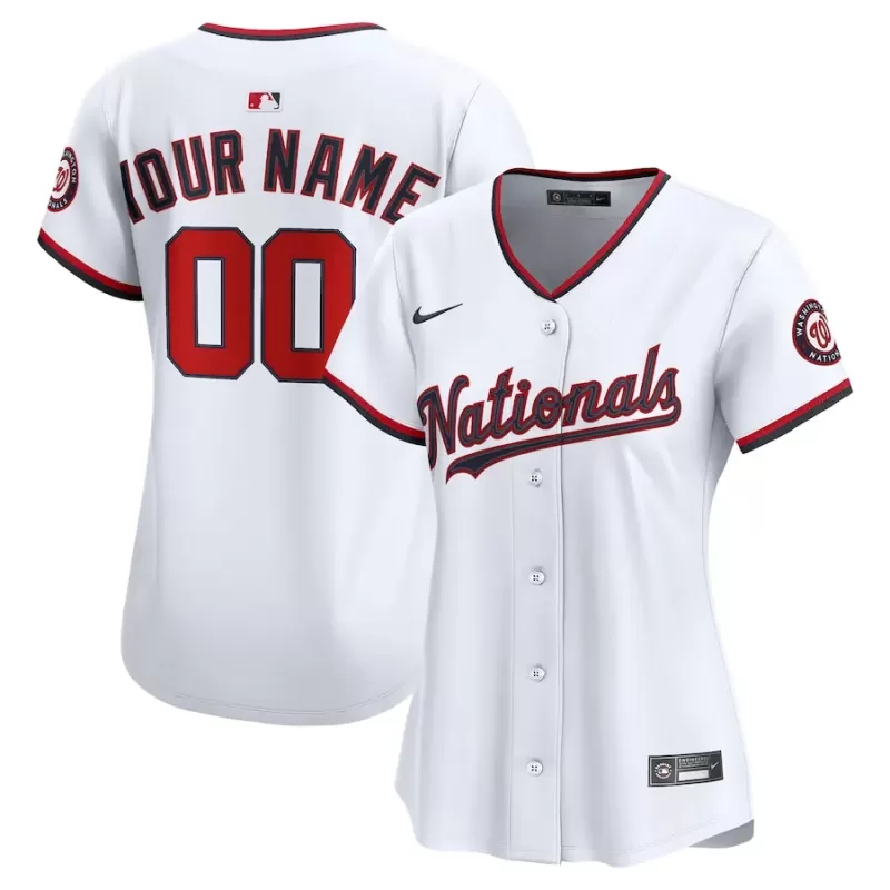 Women's Washington Nationals Nike White Home Limited Custom Jersey Women's Washington Nationals Nike White Home Limited Custom Jersey