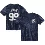 Juniors New York Yankees Aaron Judge Navy Name & Number Sequin V-Neck Top