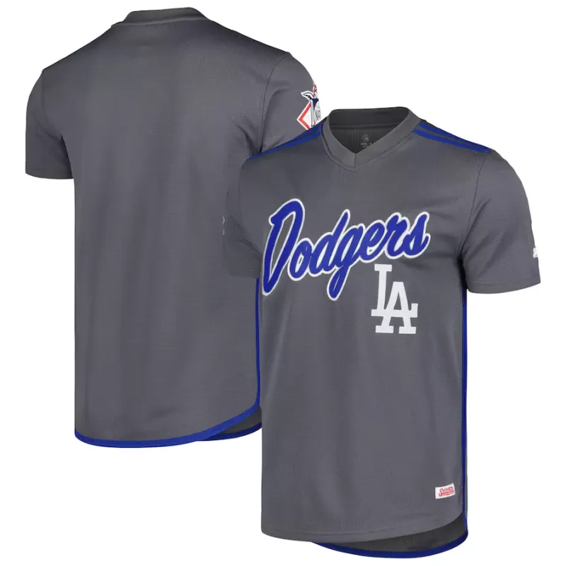 Men's Los Angeles Dodgers Stitches Charcoal Team V-Neck Jersey Men's Los Angeles Dodgers Stitches Charcoal Team V-Neck Jersey