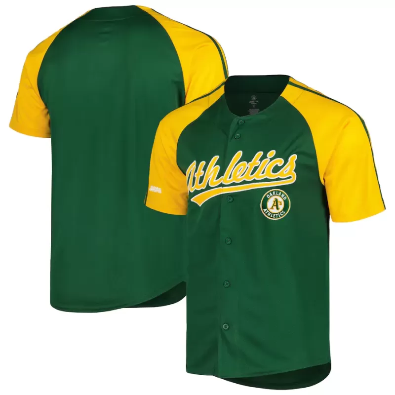 Men's Oakland Athletics Stitches Green Team Raglan Jersey Men's Oakland Athletics Stitches Green Team Raglan Jersey