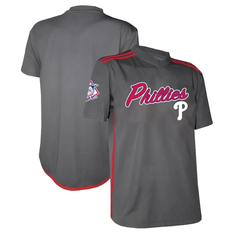 Men's Philadelphia Phillies Stitches Charcoal Team V-Neck Jersey Men's Philadelphia Phillies Stitches Charcoal Team V-Neck Jersey