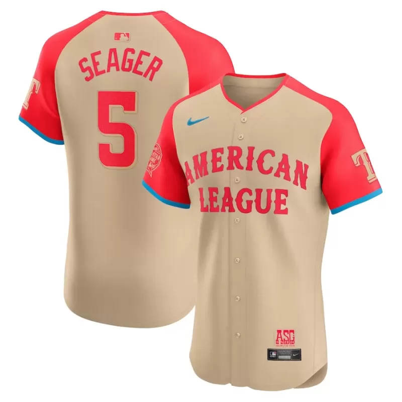 Men's American League Corey Seager Nike Cream 2024 MLB All-Star Game Elite Player Jersey Men's American League Corey Seager Nike Cream 2024 MLB All-Star Game Elite Player Jersey