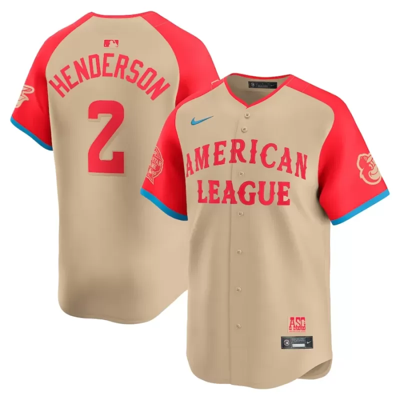 Men's American League Gunnar Henderson Nike Cream 2024 MLB All-Star Game Limited Player Jersey Men's American League Gunnar Henderson Nike Cream 2024 MLB All-Star Game Limited Player Jersey