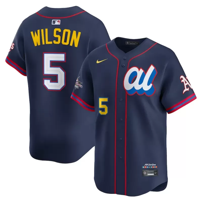 Men's American League Jacob Wilson Nike Navy 2025 All-Star Edition Limited Player Jersey Men's American League Jacob Wilson Nike Navy 2025 All-Star Edition Limited Player Jersey