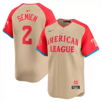 Men's American League Marcus Semien Nike Cream 2024 MLB All-Star Game Limited Player Jersey Men's American League Marcus Semien Nike Cream 2024 MLB All-Star Game Limited Player Jersey