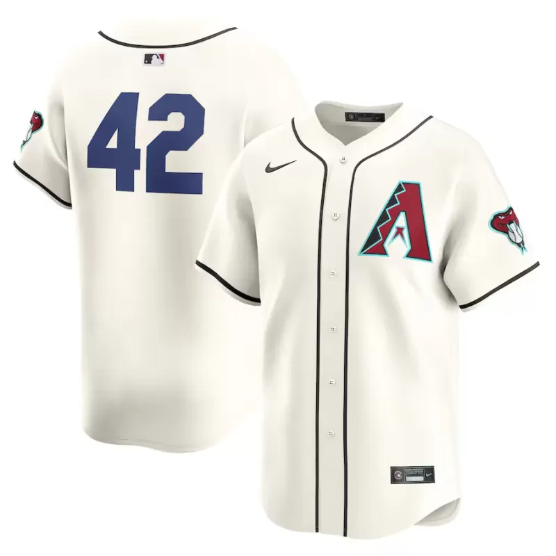 Men's Arizona Diamondbacks Nike White 2024 Jackie Robinson Day Home Limited Jersey Men's Arizona Diamondbacks Nike White 2024 Jackie Robinson Day Home Limited Jersey