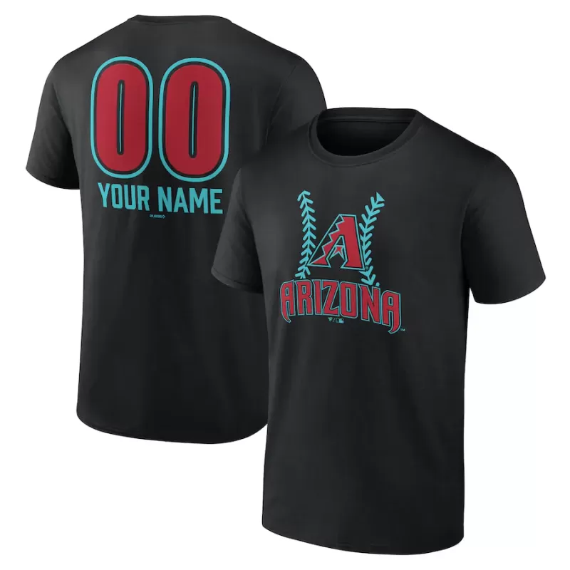 Men's Arizona Diamondbacks Black Personalized Name & Number Fastball T-Shirt Men's Arizona Diamondbacks Black Personalized Name & Number Fastball T-Shirt