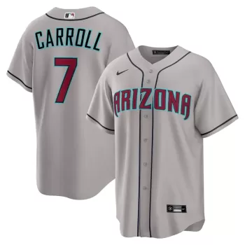 Men's Arizona Diamondbacks Corbin Carroll Nike Gray Road Replica Jersey Men's Arizona Diamondbacks Corbin Carroll Nike Gray Road Replica Jersey