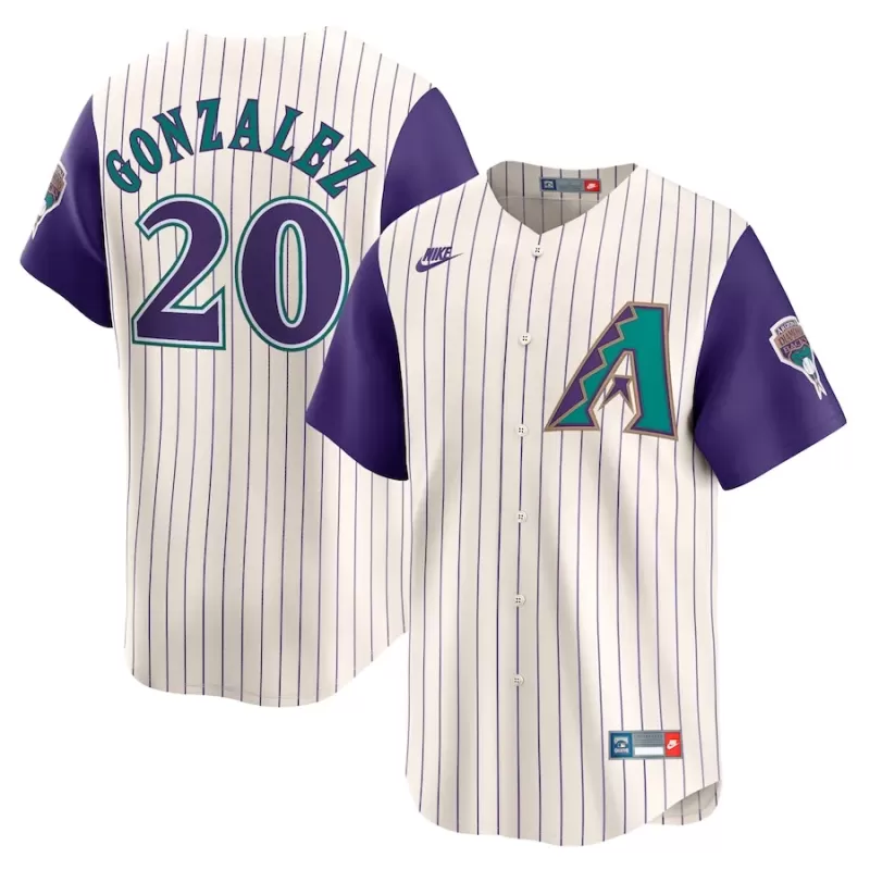 Men's Arizona Diamondbacks Luis Gonzalez Nike Cream Throwback Cooperstown Collection Limited Jersey Men's Arizona Diamondbacks Luis Gonzalez Nike Cream Throwback Cooperstown Collection Limited Jersey