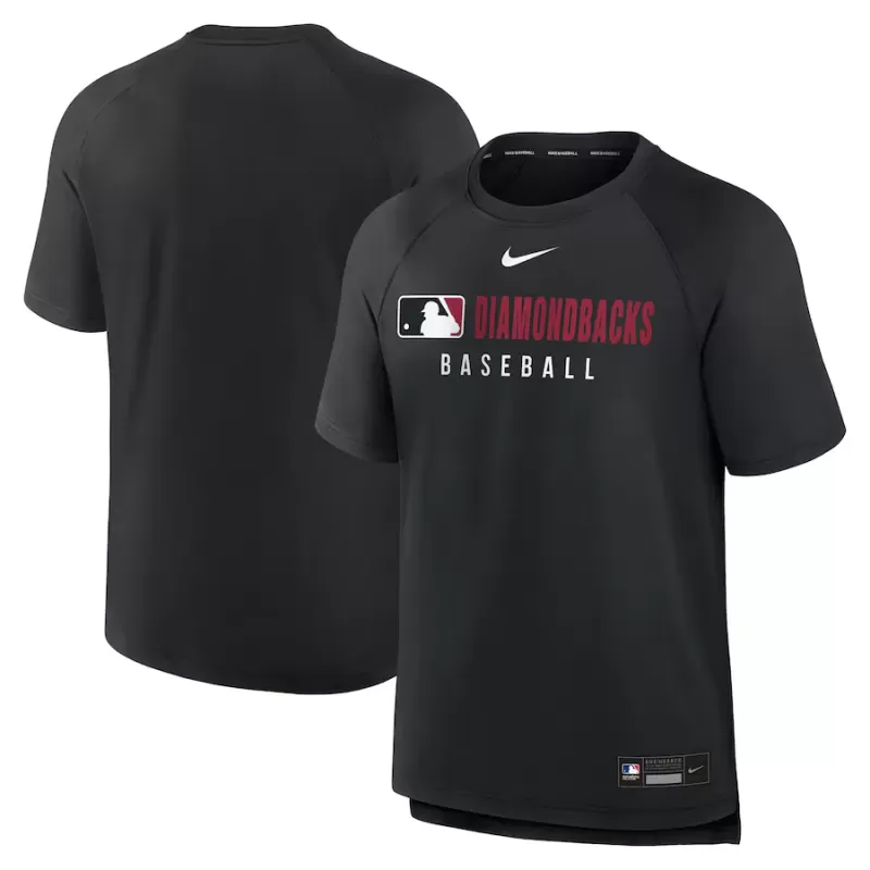 Men's Arizona Diamondbacks Nike Black Authentic Collection Pregame Raglan Performance T-Shirt Men's Arizona Diamondbacks Nike Black Authentic Collection Pregame Raglan Performance T-Shirt