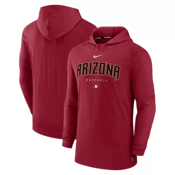Men's Arizona Diamondbacks Nike Heather Red Authentic Collection Early Work Tri-Blend Performance Pullover Hoodie