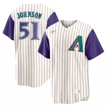 Men's Arizona Diamondbacks Randy Johnson Nike Cream/Purple Alternate Cooperstown Collection Player Jersey