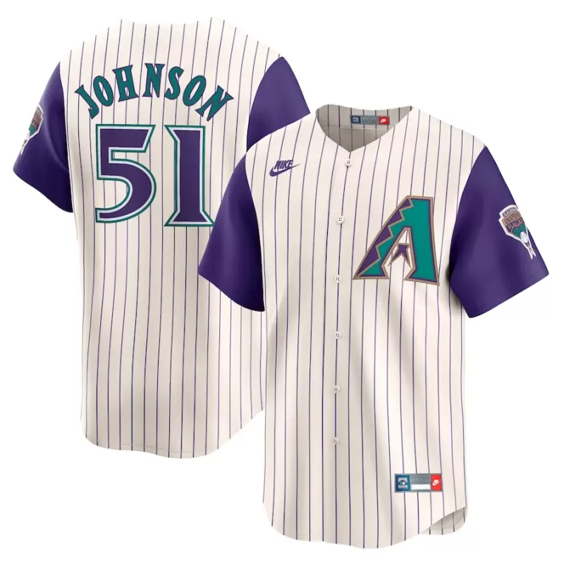 Men's Arizona Diamondbacks Randy Johnson Nike Cream Throwback Cooperstown Collection Limited Jersey Men's Arizona Diamondbacks Randy Johnson Nike Cream Throwback Cooperstown Collection Limited Jersey