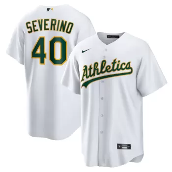 Men's Athletics Luis Severino Nike White Home Replica Jersey Men's Athletics Luis Severino Nike White Home Replica Jersey