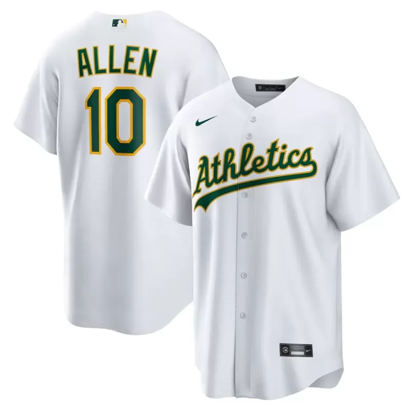 Men's Athletics Nick Allen Nike White Home Replica Jersey Men's Athletics Nick Allen Nike White Home Replica Jersey