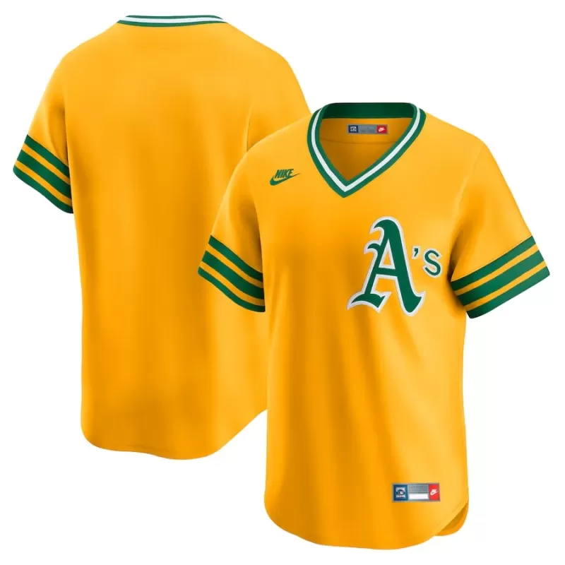 Men's Athletics Nike Gold Cooperstown Collection Limited Jersey Men's Athletics Nike Gold Cooperstown Collection Limited Jersey