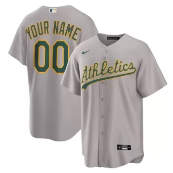 Men's Athletics Nike Gray Away Custom Replica 2.0 Jersey Men's Athletics Nike Gray Away Custom Replica 2.0 Jersey