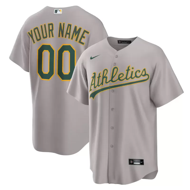 Men's Athletics Nike Gray Away Custom Replica 2.0 Jersey Men's Athletics Nike Gray Away Custom Replica 2.0 Jersey