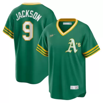 Men's Athletics Reggie Jackson Nike Kelly Green Road Cooperstown Collection Player Jersey