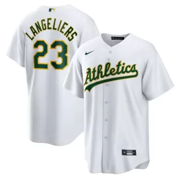 Men's Athletics Shea Langeliers Nike White Home Replica Jersey Men's Athletics Shea Langeliers Nike White Home Replica Jersey