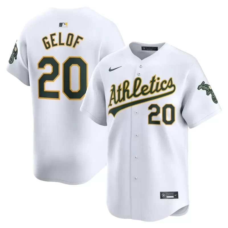 Men's Athletics Zack Gelof Nike White Home Limited Player Jersey Men's Athletics Zack Gelof Nike White Home Limited Player Jersey