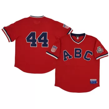 Men's Atlanta Black Crackers #44 Rings & Crwns Red Mesh Replica V-Neck Jersey Men's Atlanta Black Crackers #44 Rings & Crwns Red Mesh Replica V-Neck Jersey