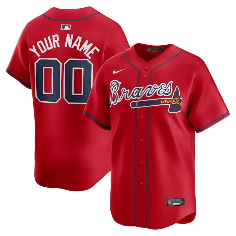 Men's Atlanta Braves Nike Red Alternate Limited Custom Jersey Men's Atlanta Braves Nike Red Alternate Limited Custom Jersey