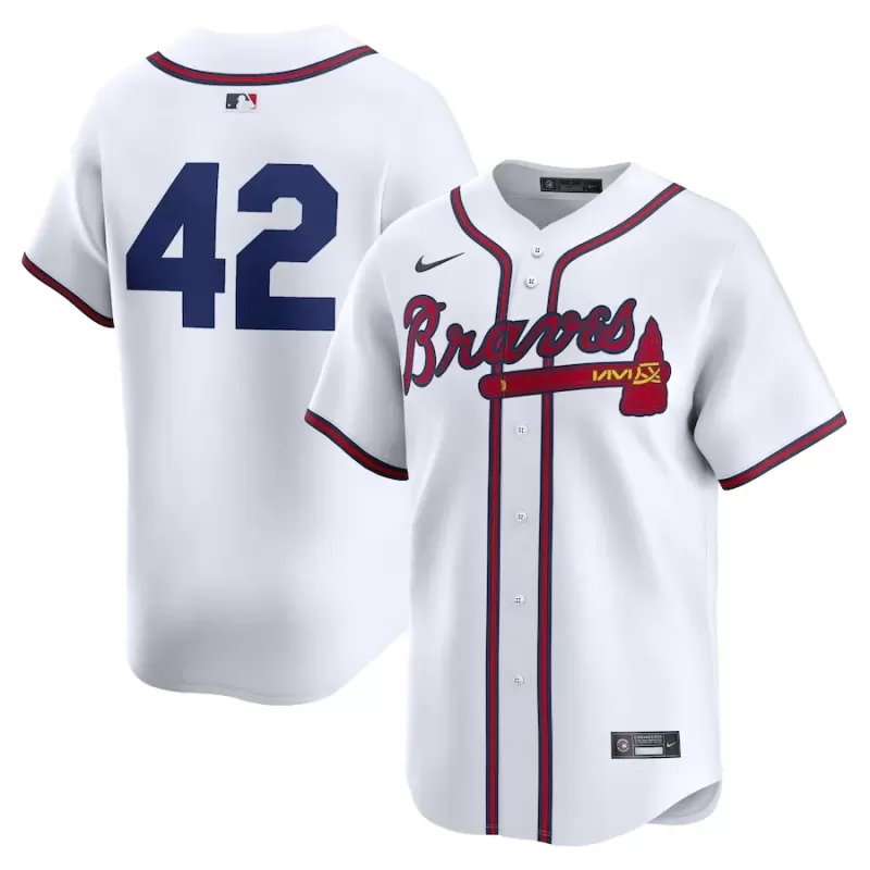 Men's Atlanta Braves Nike White 2024 Jackie Robinson Day Home Limited Jersey Men's Atlanta Braves Nike White 2024 Jackie Robinson Day Home Limited Jersey