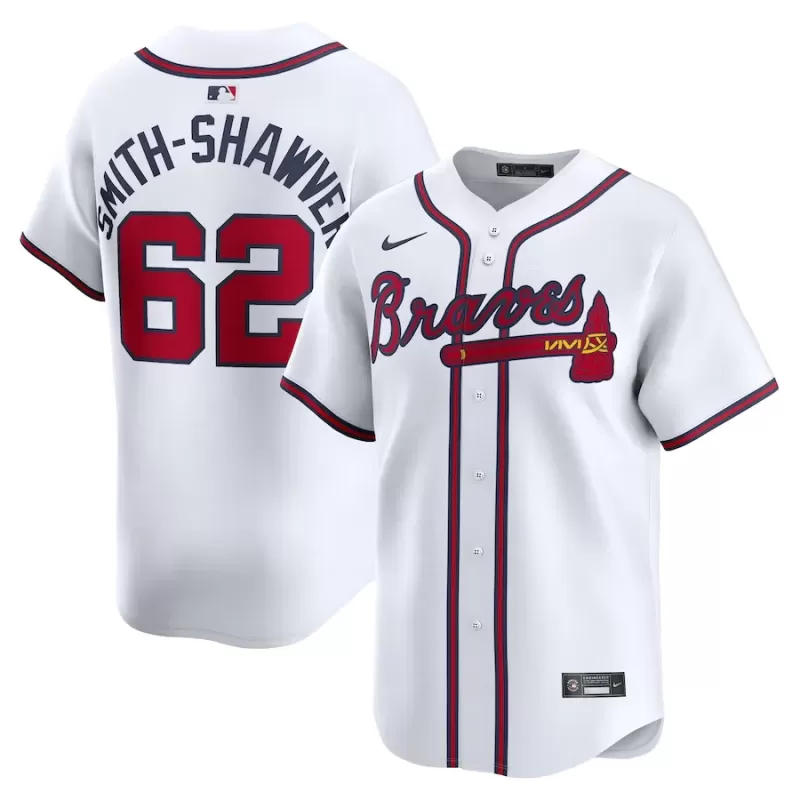 Men's Atlanta Braves AJ Smith-Shawver Nike White Home Limited Player Jersey Men's Atlanta Braves AJ Smith-Shawver Nike White Home Limited Player Jersey