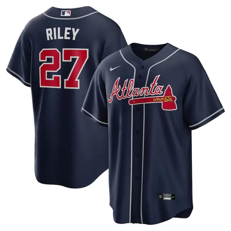 Men's Atlanta Braves Austin Riley Nike Navy Alternate Replica Jersey Men's Atlanta Braves Austin Riley Nike Navy Alternate Replica Jersey